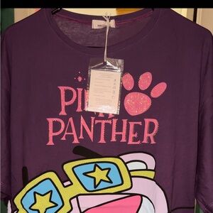 MGM The Pink Panther shirt,color dark purple with bling shiny sequins